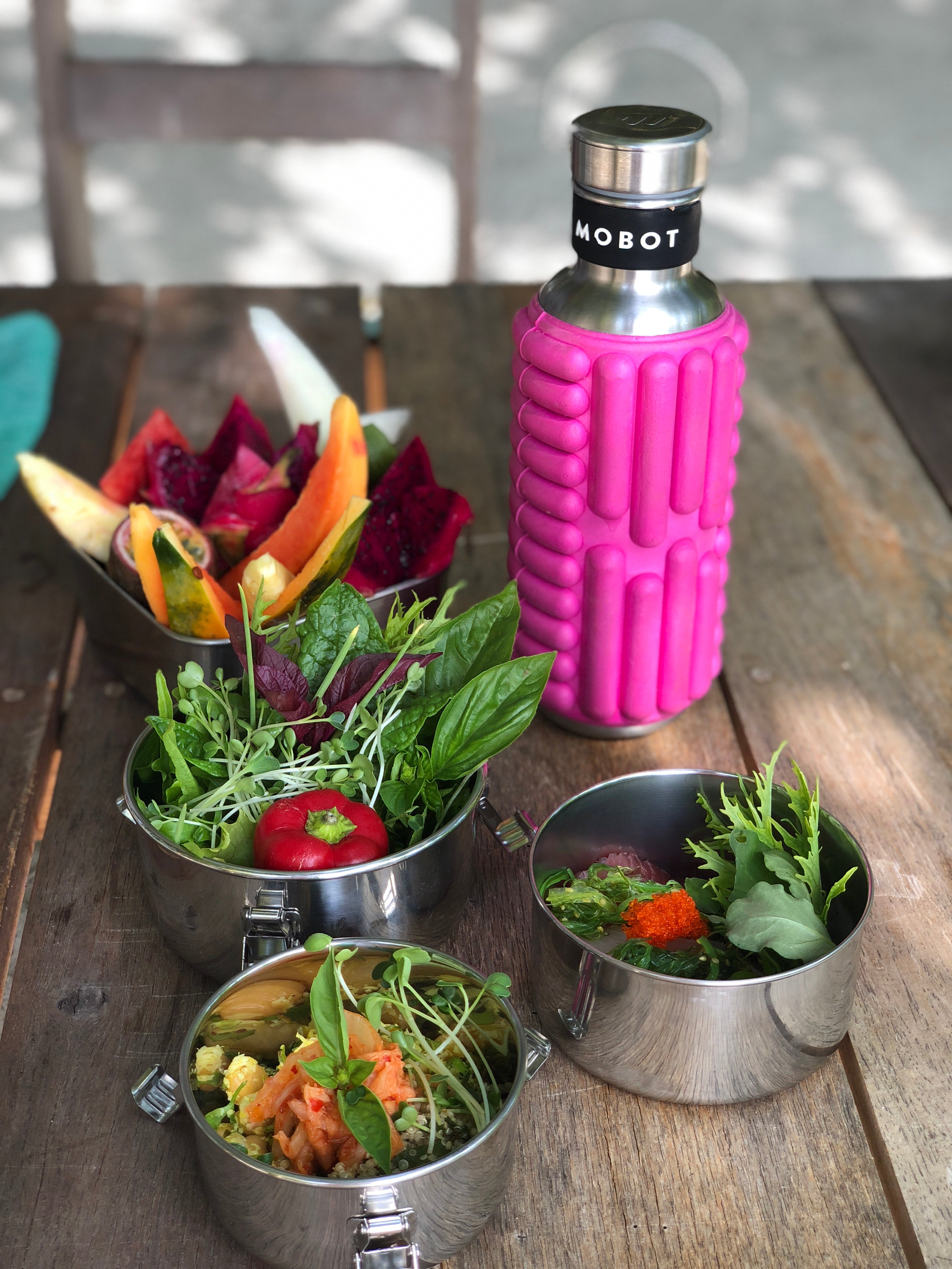 Pink water bottles