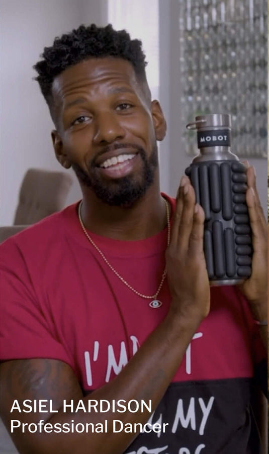 asiel hardison professional dancer using mobot foam roller water bottle