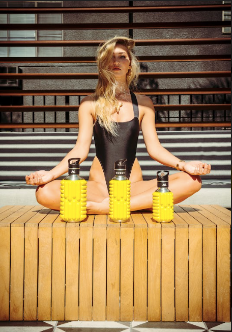 Mobot yellow collection of foam roller water bottles